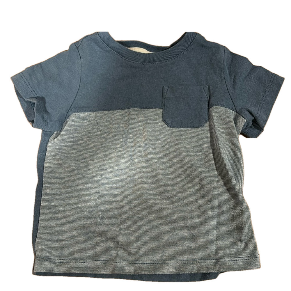 Cat & Jack baby short sleeve tee shirt- size 6-9 months. Gray and blue & pocket